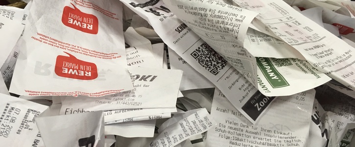 Kassenzettel-Verordnung: Kassenbons nur auf Anfrage drucken, unnötige Müllberge vermeiden! Kassenzettel-Verordnung: Kassenbons nur auf Anfrage drucken, unnötige Müllberge vermeiden!